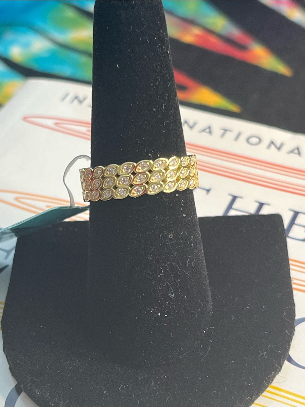 NWT 0.61 CTW VVS D Moissanite 925 Sterling Silver Multi-Row Ring Size 8